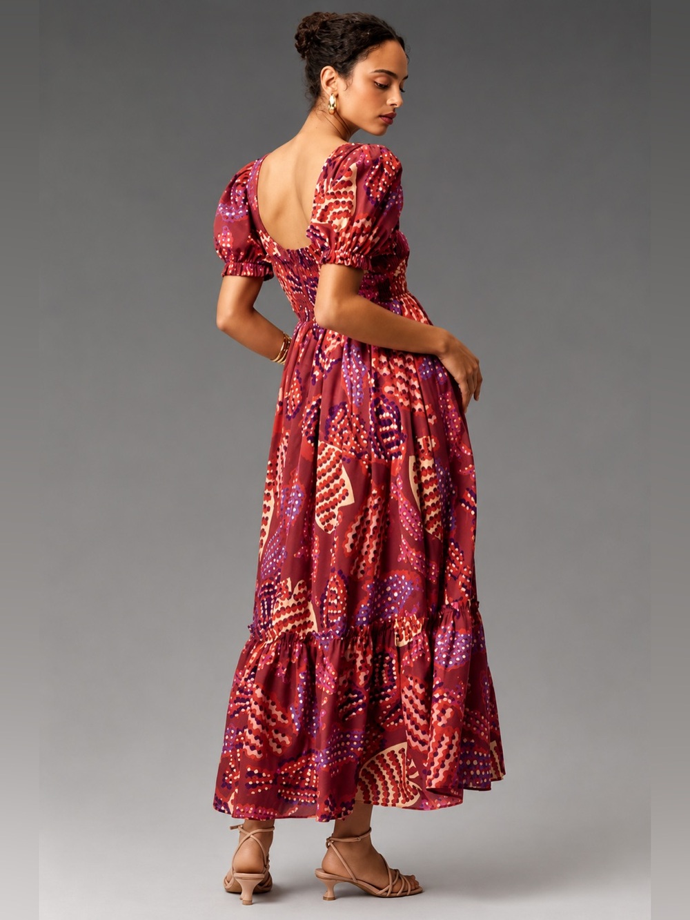 Farm Rio * Anthropologie Puff Sleeve Smocked Maxi Dress - Picture 2 of 13